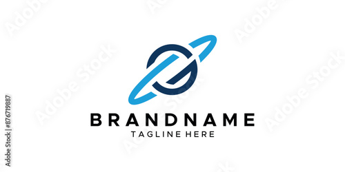 a graphic image with a G galaxy theme, on a white background. graphic vector base.