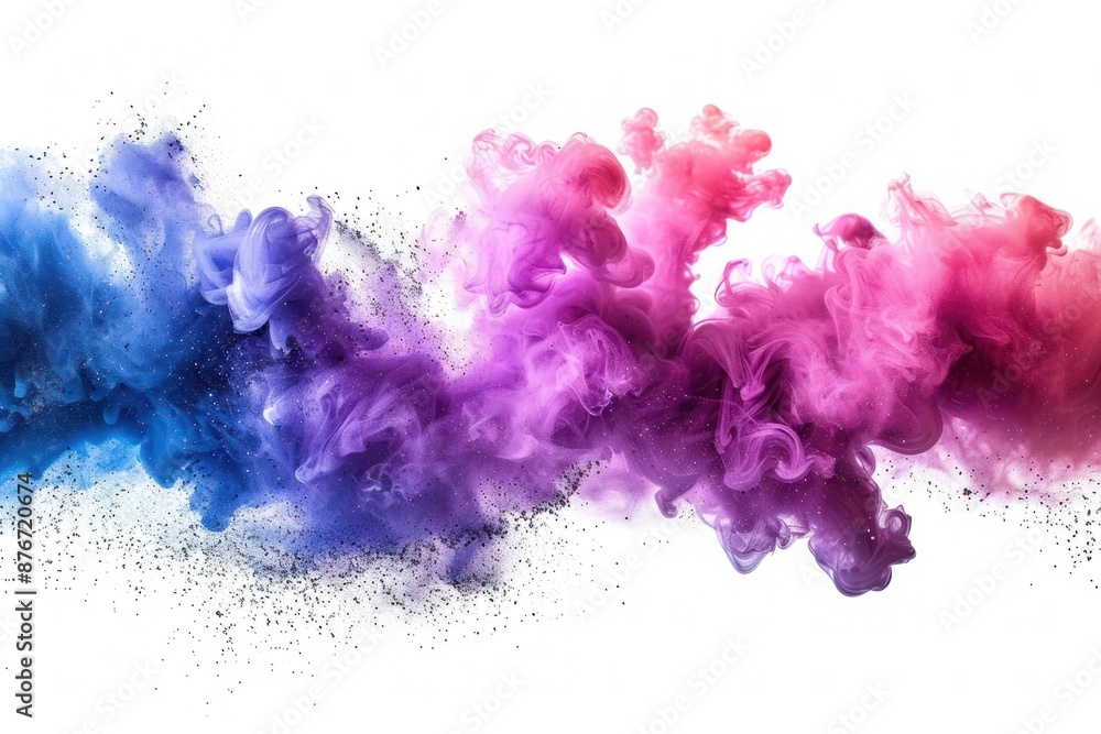 Fototapeta premium Rainbow Color Powder Explosion on White Background - Abstract Paint Splash Burst for Holi Party and Wallpapers