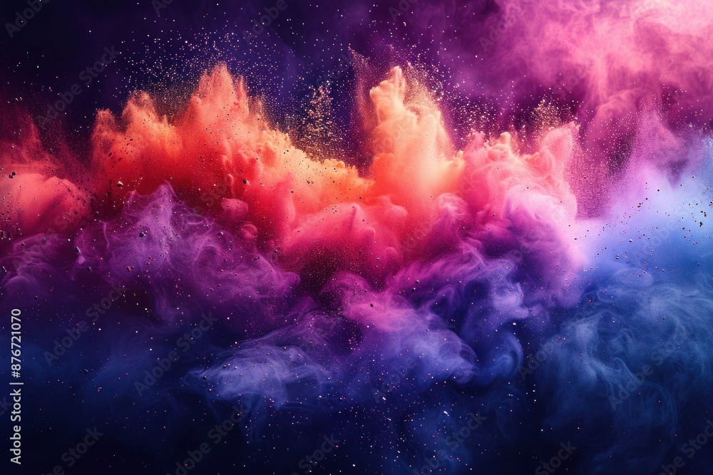 Fototapeta premium Rainbow Color Powder Explosion on White Background - Abstract Paint Splash Burst for Holi Party and Wallpapers