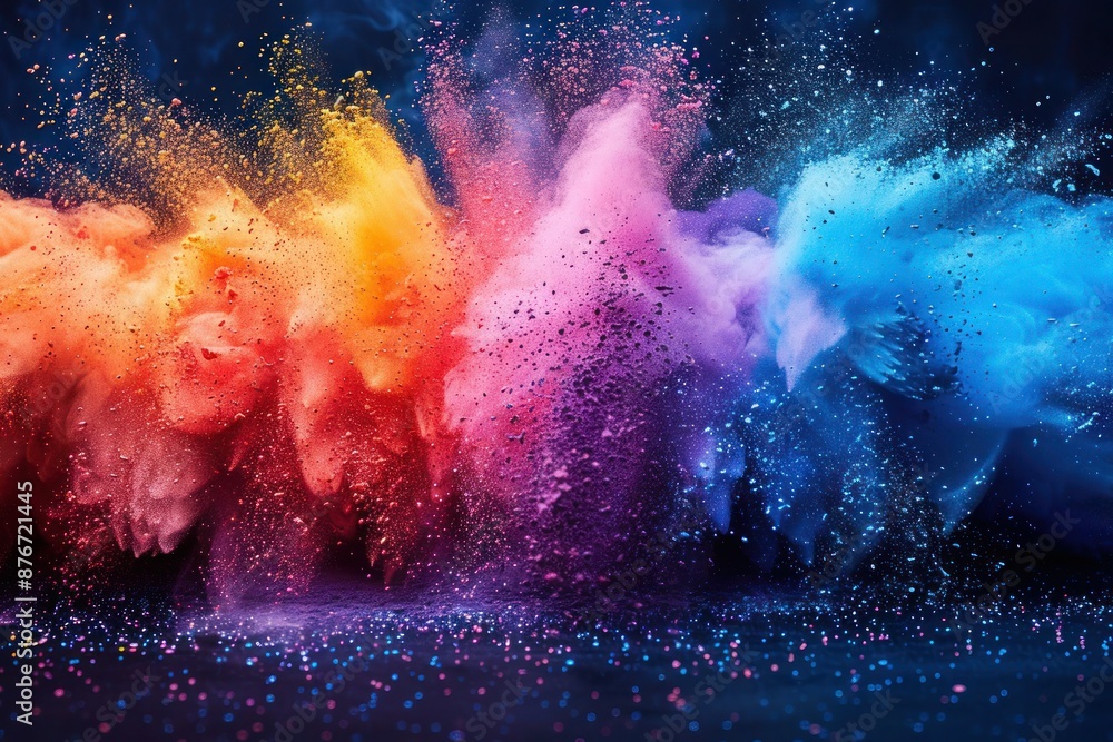 Rainbow Color Powder Explosion on White Background - Abstract Paint Splash Burst for Holi Party and Wallpapers Rainbow Color Powder Explosion on White Background - Abstract Paint Splash Burst for Holi Party and Wallpapers
