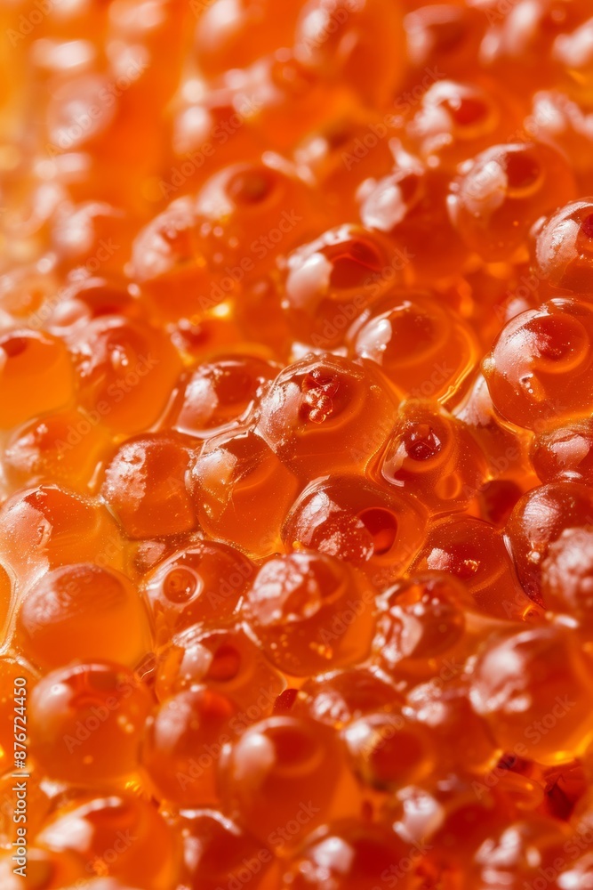 The macro texture of delicious fresh salmon caviar is vividly captured in close-up detail. The macro texture of delicious fresh salmon caviar is vividly captured in close-up detail.
