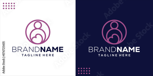 Pregnant woman icon abstract illustration of pregnant mother with baby in her stomach, design inspiration, illustration, vector