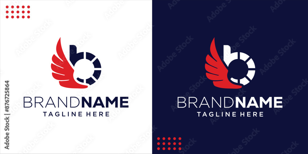 Obraz premium B logo with wing shoes, Design Inspiration, Illustration, Vector
