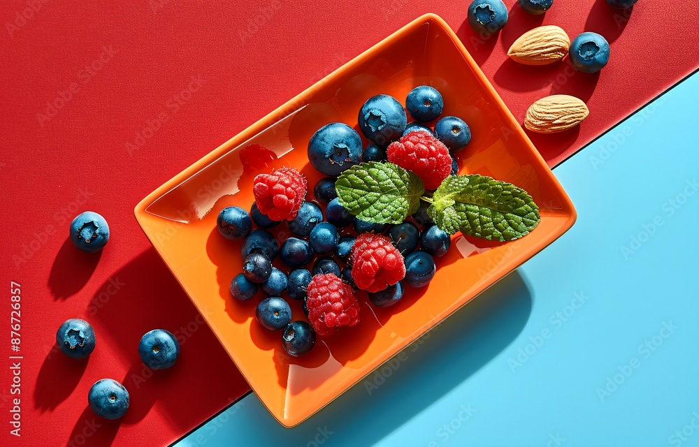 blueberries and raspberries on a plate blueberries and raspberries on a plate