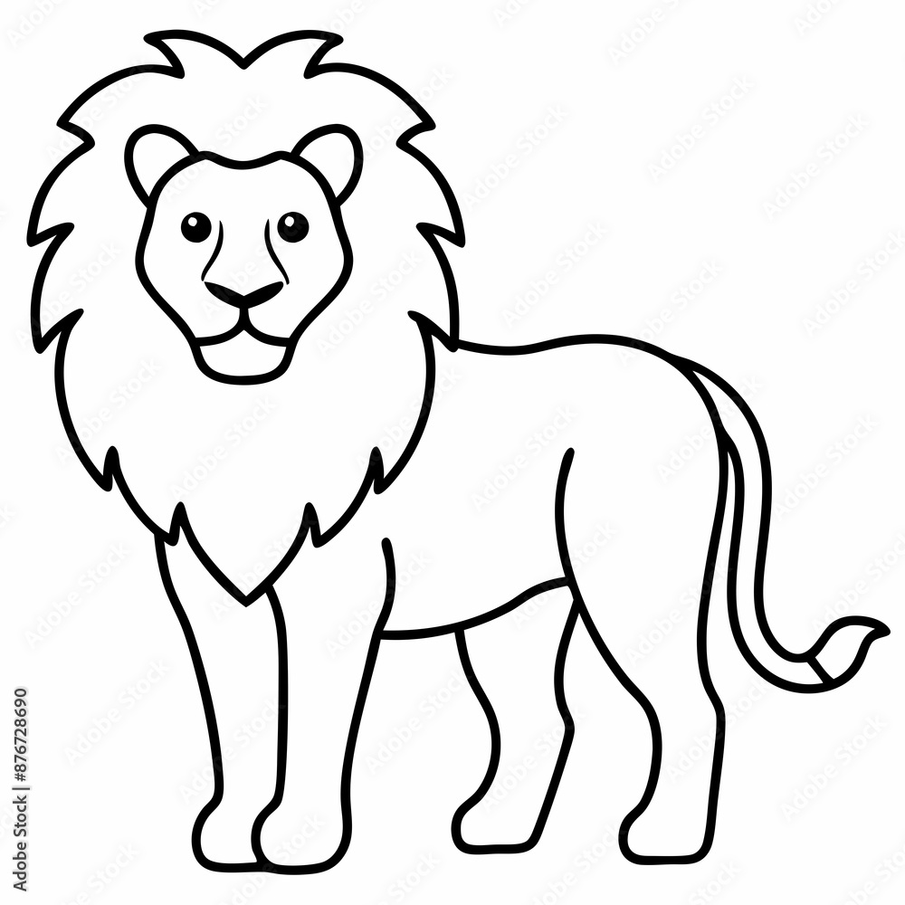vector illustration of lion, full body simple line, coloring page vector illustration of lion, full body simple line, coloring page