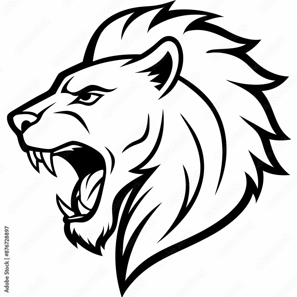 a lion head mascot or logo in white background, simple line vector illustration, coloring page for children a lion head mascot or logo in white background, simple line vector illustration, coloring page for children
