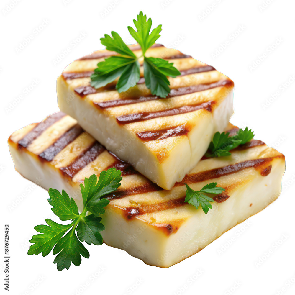 Grilled hallumi cheese isolated on transparent background Grilled hallumi cheese isolated on transparent background