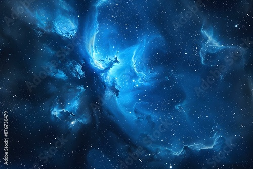 Blue nebula space background  © DavidGalih | Dikomo.