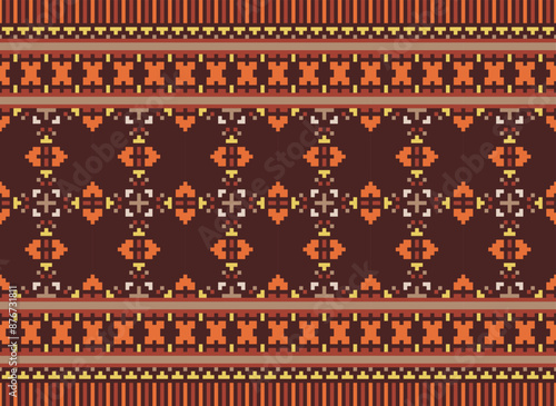 Peruvian American Indian pattern tribal ethnic motifs geometric seamless vector fabric background