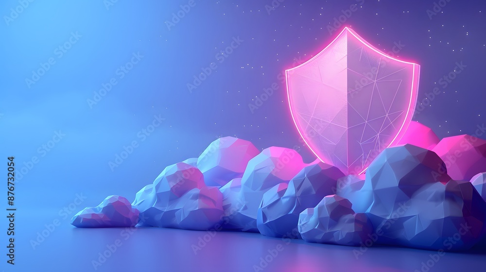 Fototapeta premium Geometric Shield in Dreamy Cloudscape