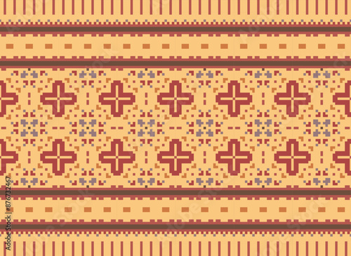 Peruvian American Indian pattern tribal ethnic motifs geometric seamless vector fabric background