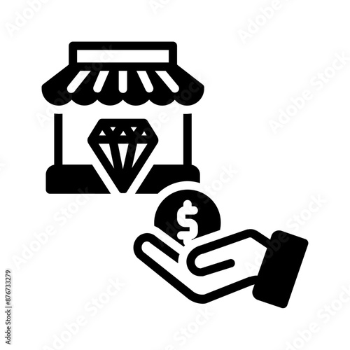 Vector solid black icon for Pawn shop