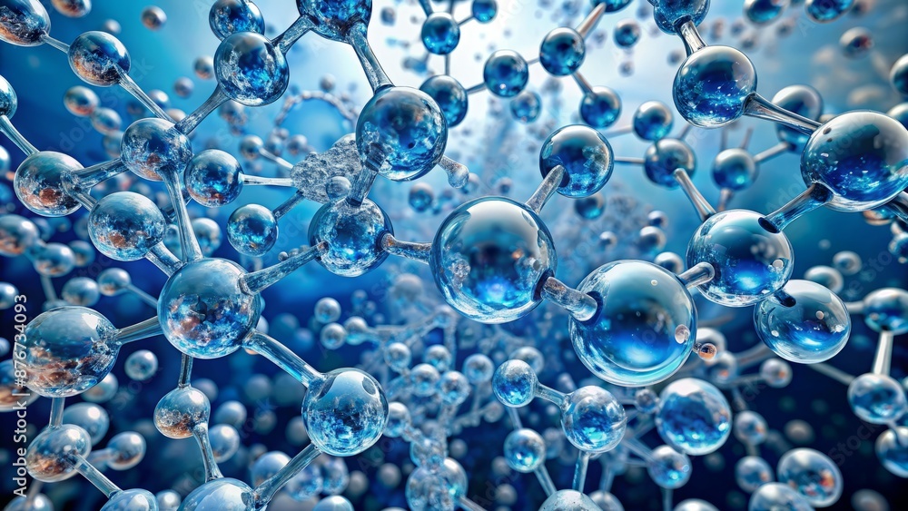 3D Illustration Of A Molecular Structure On A Blue Background. 3D Illustration Of A Molecular Structure On A Blue Background.