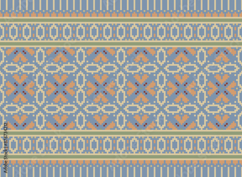 Peruvian American Indian pattern tribal ethnic motifs geometric seamless vector fabric background