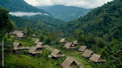Wallpaper Mural Remote village life, depicting existence and subsistence through traditional practices, showcasing resilience and daily survival Torontodigital.ca