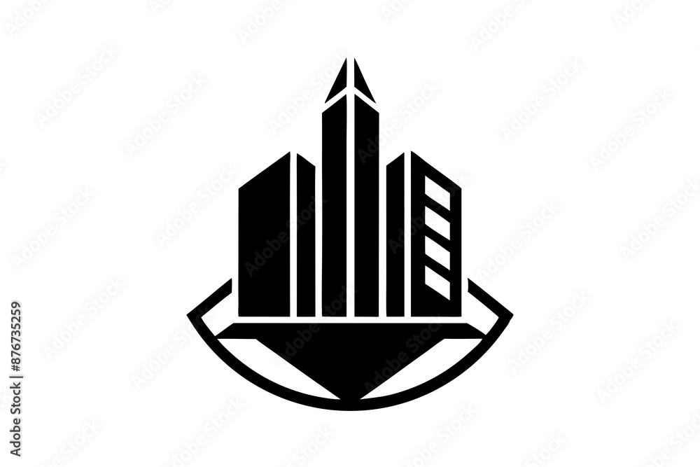 Fototapeta premium Modern pencil and building logo design icon vector template illustration