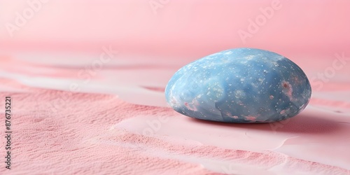 Blue deodorant stone on pink background A natural alternative to antiperspirants - Mockup. Concept Product Photography, Mockup, Natural Skincare, Antiperspirant Alternative, Beauty Product photo