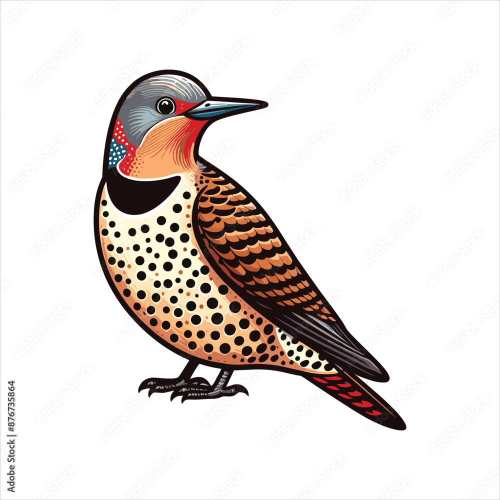 Obraz premium Northern Flicker. Vector illustration isolated on white background.