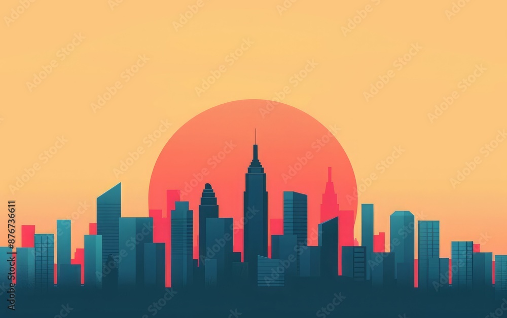 Obraz premium Cityscape with Sunset.