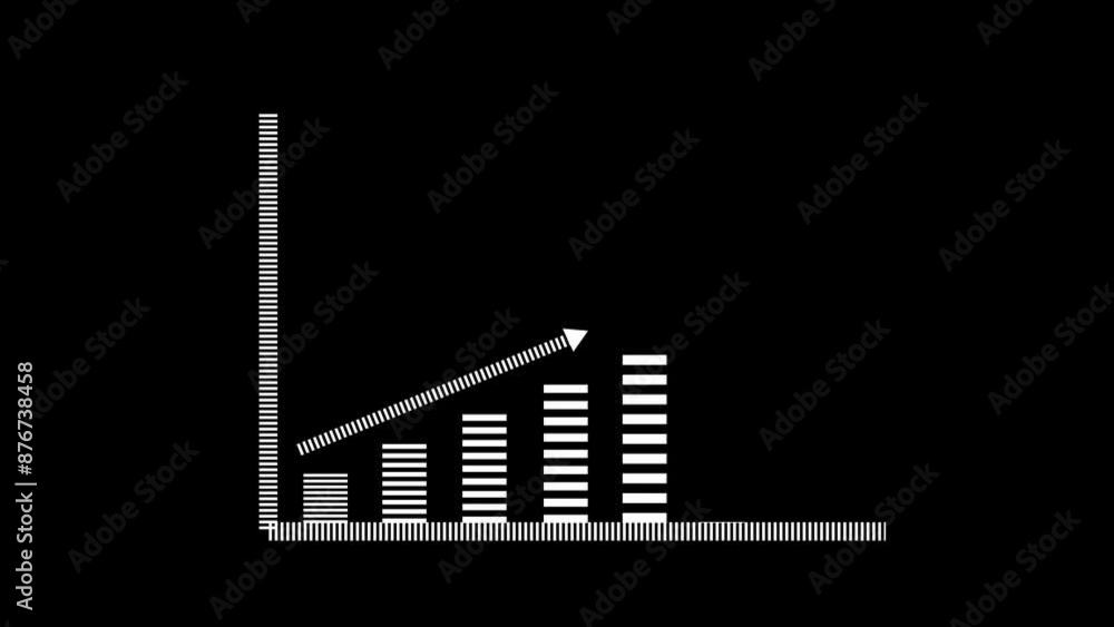 business graph chart icon white color animation on black background. growth concept white arrow moving. business graph chart icon white color animation on black background. growth concept white arrow moving.