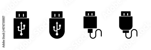 Usb icon vector isolated on white background. Flash disk icon vector
