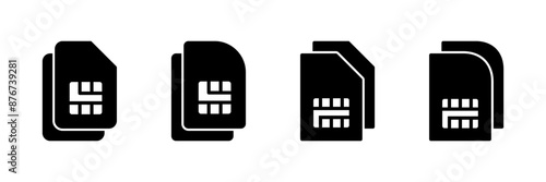 Sim card icon vector isolated on white background. Mobile slot icon. Mobile cellular phone sim card chip.