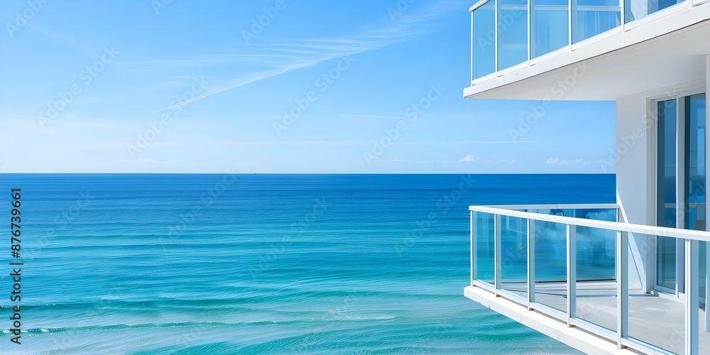 Fototapeta premium Architectural Design Maximizes Ocean Views with Condo Facade Frames. Concept Architecture, Design, Ocean view, Condo, Facade frames