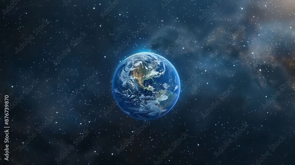 Background of earth from space with a blue sky and stars. Background of earth from space with a blue sky and stars.