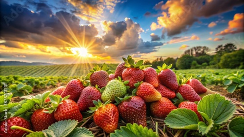 Fresh, Organic Strawberries From The Farm. A Healthy And Delicious Snack. photo