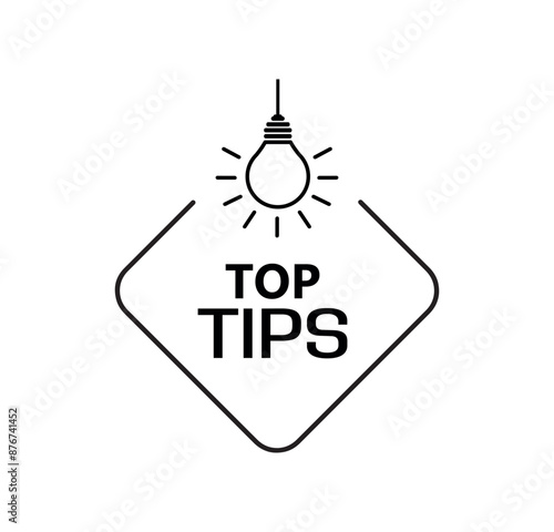 top tips sign on white background	