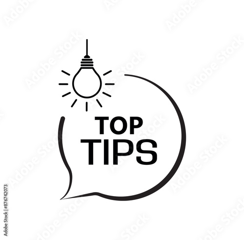 top tips sign on white background	