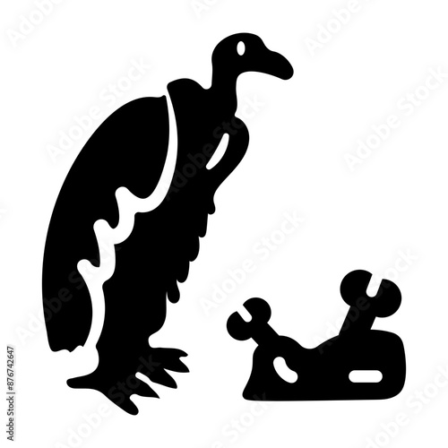 A glyph icon of predatory bird 