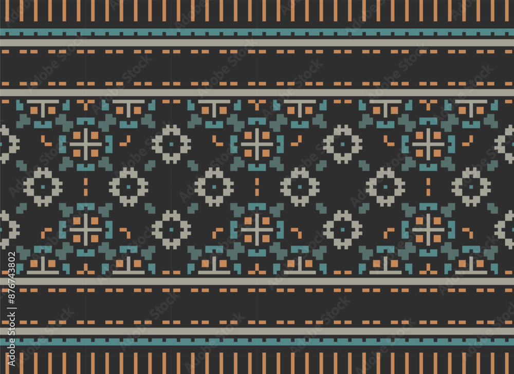 Ethnic geometric seamless fabric pattern ,Cross Stitch ,Pixel pattern embroidery oriental. Ethnic pattern seamless pixel art for Fabric geometric ethnic pattern Ethnic geometric seamless fabric pattern ,Cross Stitch ,Pixel pattern embroidery oriental. Ethnic pattern seamless pixel art for Fabric geometric ethnic pattern