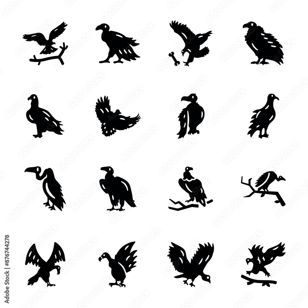 Obraz premium Bundle of Prey Bird Solid Icons