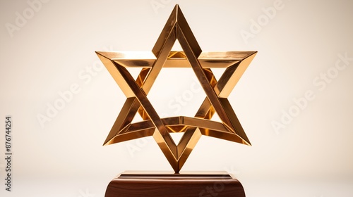 Golden Six-Pointed Star Trophy: Symbolic Geometric Award Design photo