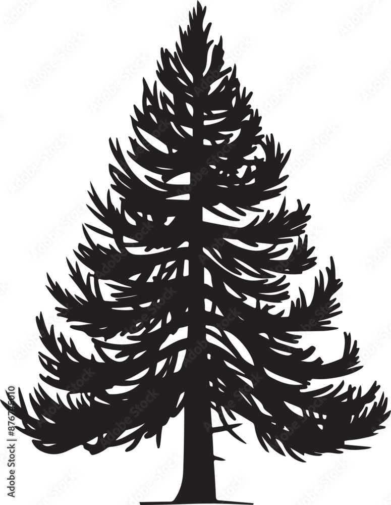 Obraz premium A pine tree silhouette Illustration vector .