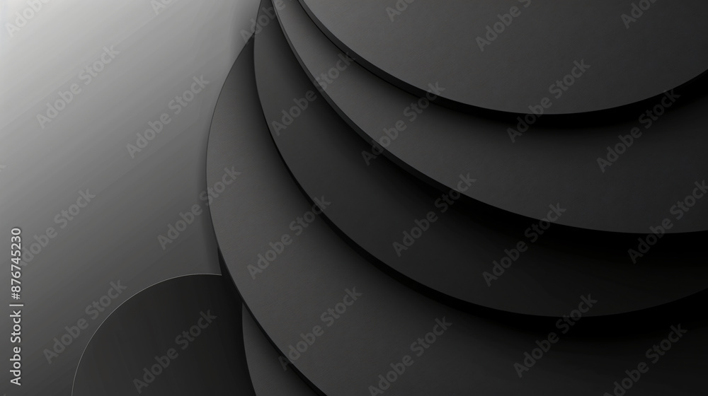 Black background with round shapes, minimalistic design. Abstract black ...