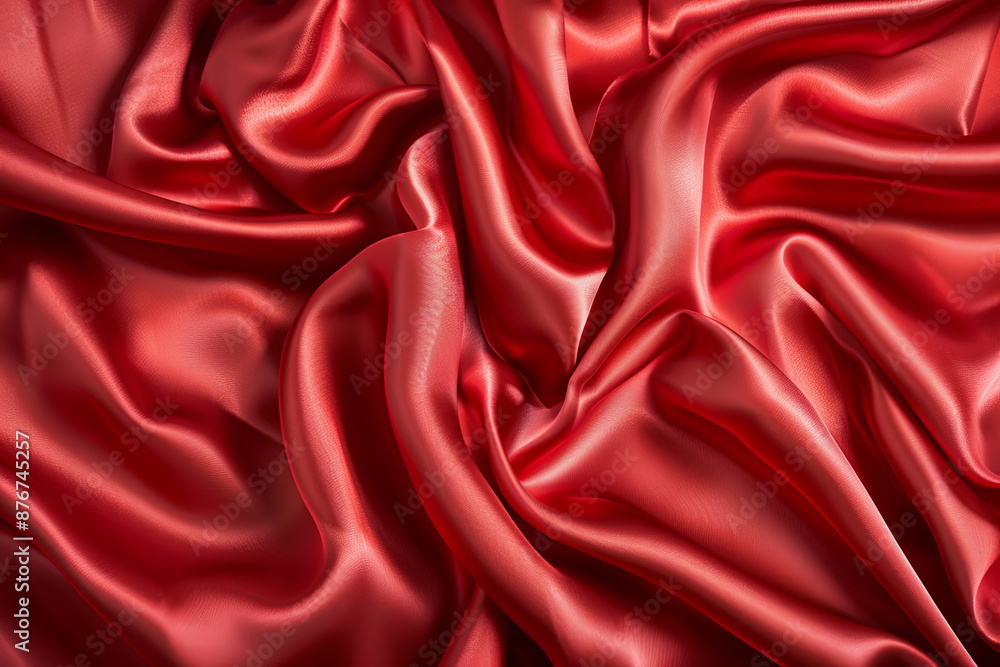 Obraz premium Seamless red satin texture with wrinkles