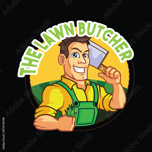 lawn butcher grass cutter mascot
