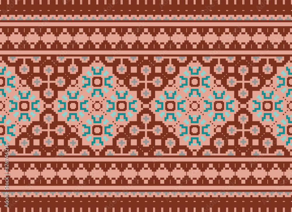 Ethnic geometric seamless fabric pattern ,Cross Stitch ,Pixel pattern embroidery oriental. Ethnic pattern seamless pixel art for Fabric geometric ethnic pattern Ethnic geometric seamless fabric pattern ,Cross Stitch ,Pixel pattern embroidery oriental. Ethnic pattern seamless pixel art for Fabric geometric ethnic pattern
