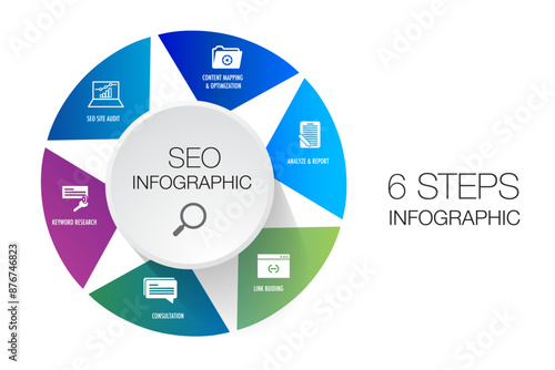Infographic template for Search Engine Optimization metrics business 