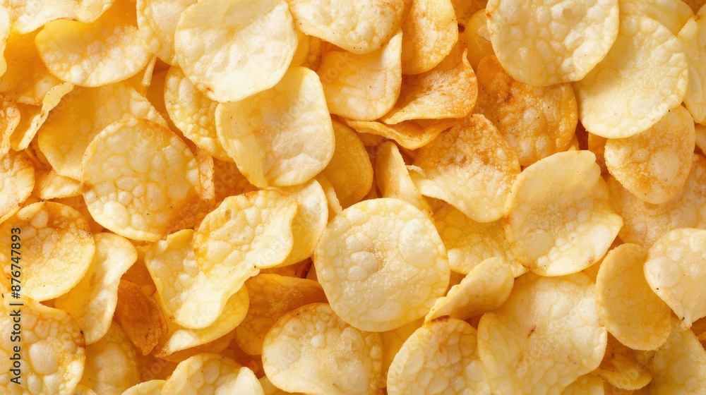 Crunchy potato chips texture background for foodthemed projects. Crunchy potato chips texture background for foodthemed projects.
