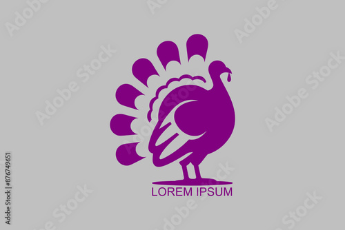 Stylized Purple Peacock Illustration for Branding and Design photo