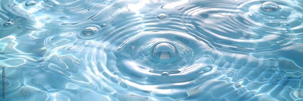 De-focused blurred transparent blue colored clear calm water surface texture with splashes and bubbles. Trendy abstract nature background. Water waves in sunlight with copy space. De-focused blurred transparent blue colored clear calm water surface texture with splashes and bubbles. Trendy abstract nature background. Water waves in sunlight with copy space.