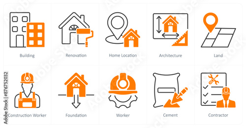 Wallpaper Mural A set of 10 Construction icons as building, renovation, home location Torontodigital.ca