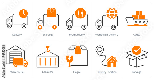 A set of 10 Delivery icons as delivery, shipping, food delivery