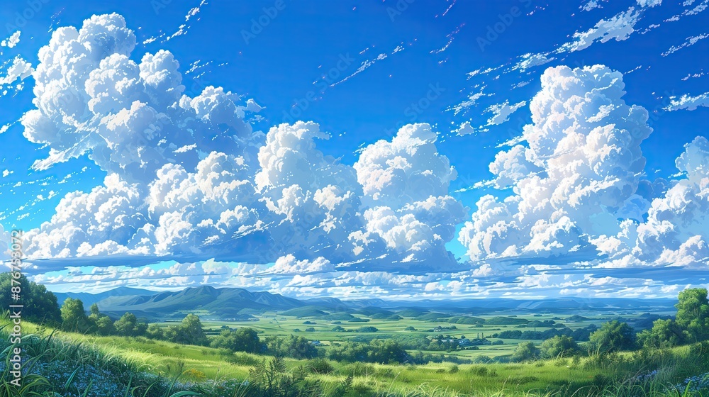 Blue Sky with Fluffy White Clouds on a Sunny Summer Day. Blue Sky with Fluffy White Clouds on a Sunny Summer Day.