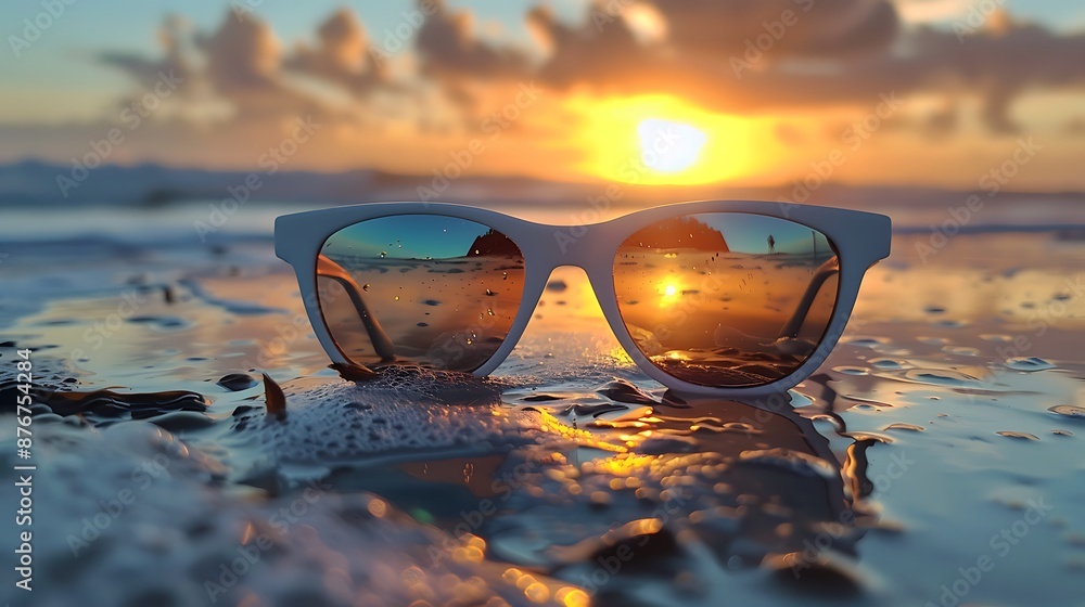 custom made wallpaper toronto digitalSunglasses on the beach with sunrise reflections