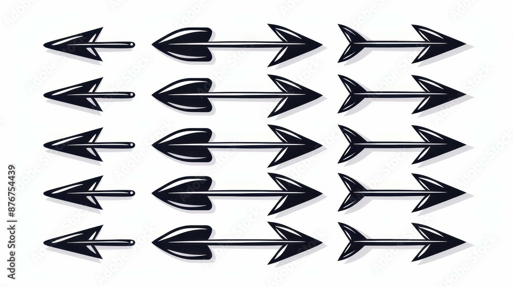 Bold black arrow icons collection. Modern vector set with cursor symbol ...