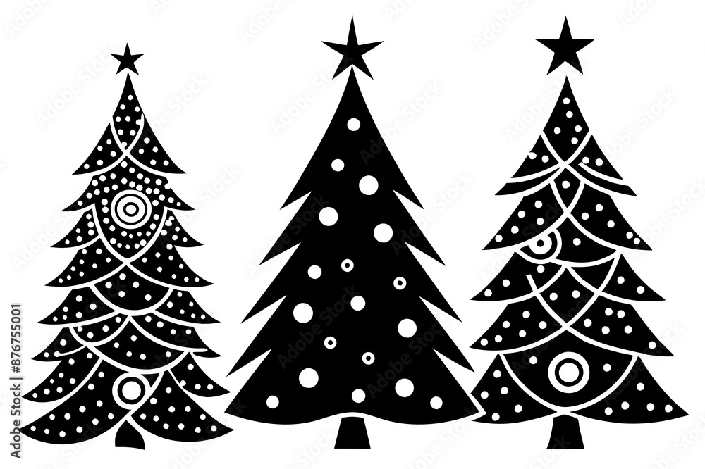 Christmas tree icon. Set of black christmas tree icons on white background. Vector illustration Christmas tree icon. Set of black christmas tree icons on white background. Vector illustration